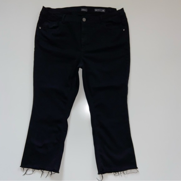 J Jill Black Kick-Flare Ankle Jeans Plus Size 18W Raw Hem Stretch Cotton - Picture 5 of 9